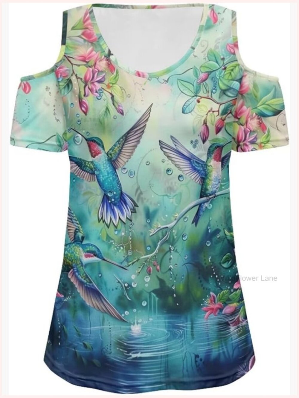 Short Sleeve Cold Shoulder Blouse Soft Loose Fit Tee